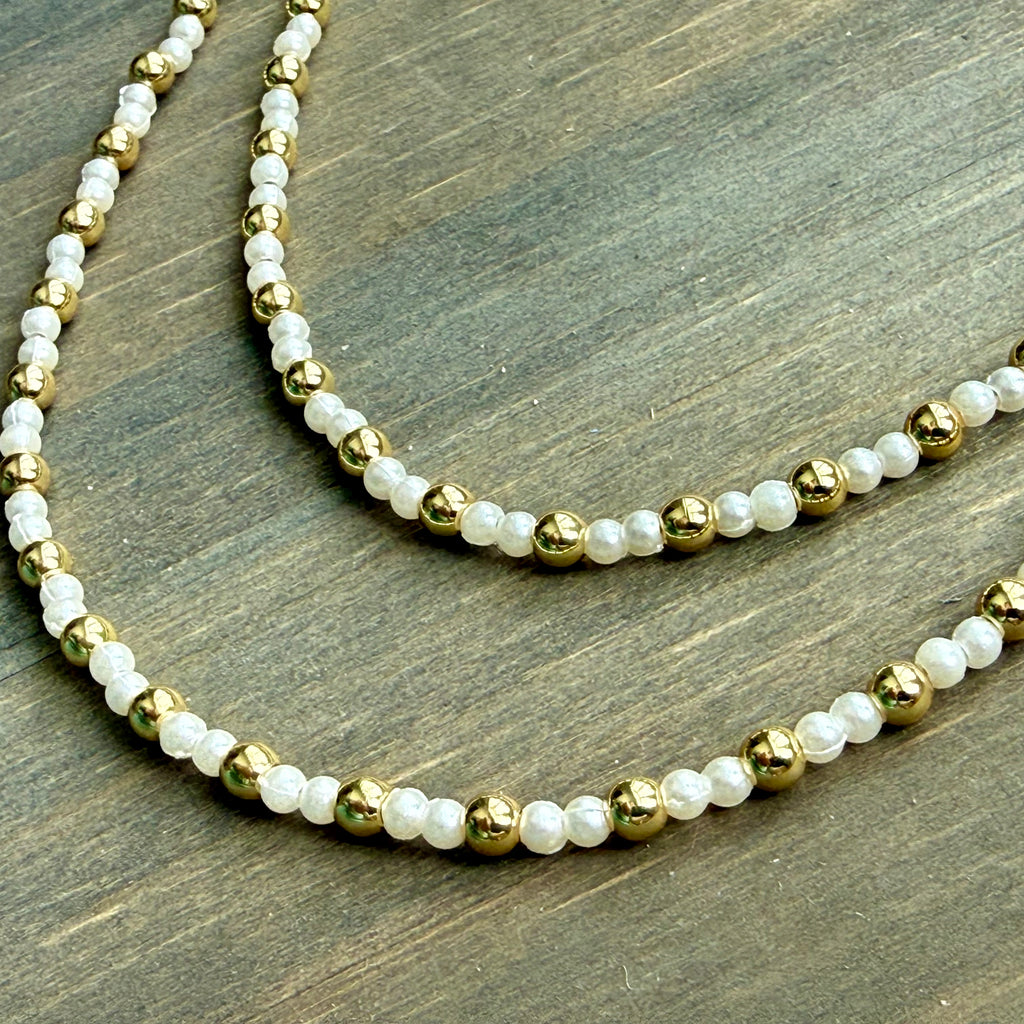 Gold and Pear Beaded Necklace