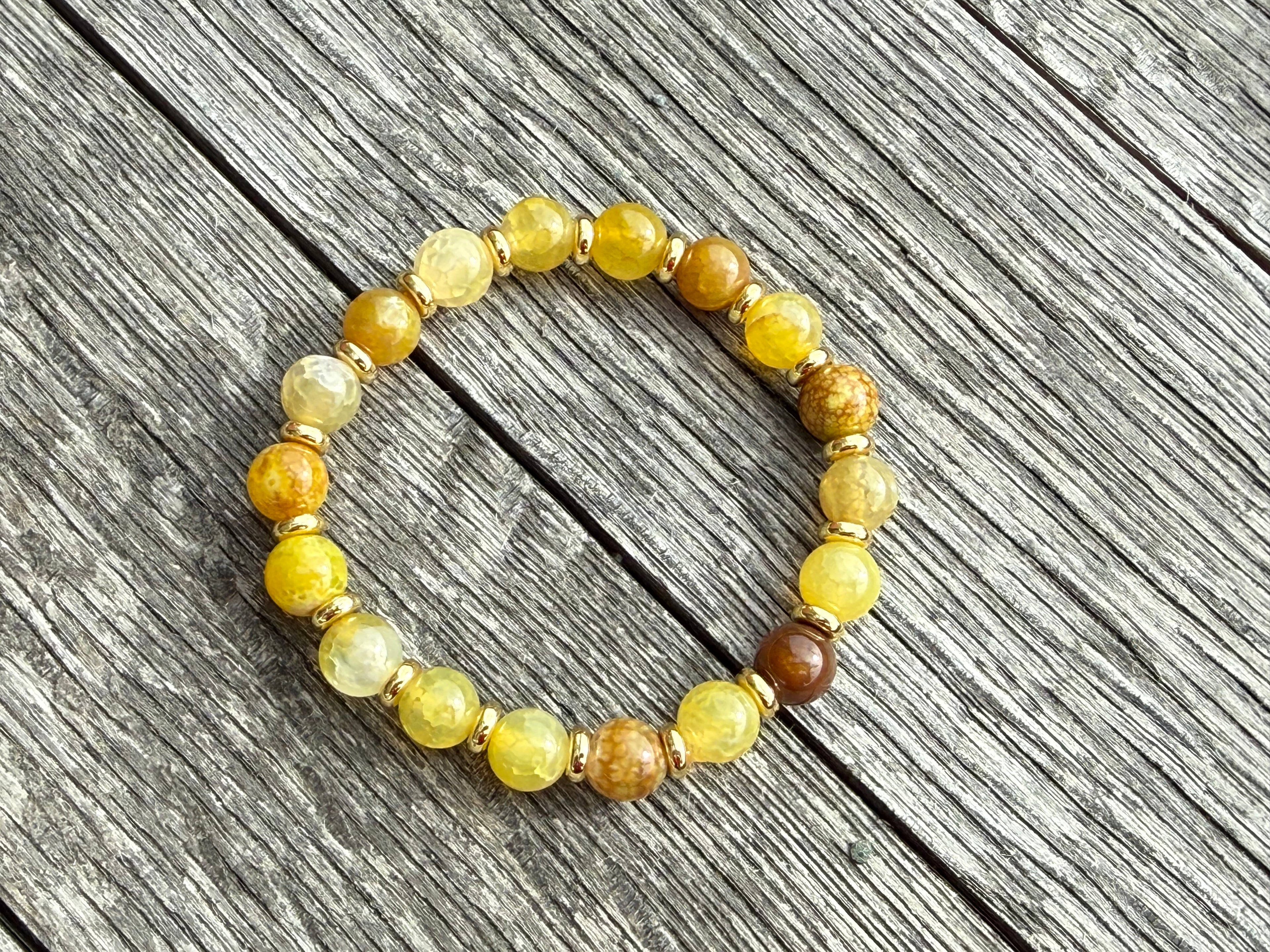 Beaded Bracelet- Yellow Agate