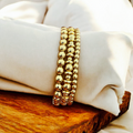 3 Piece Beaded Bracelet Set, 14k Gold Plated.