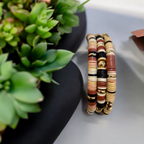 3 Piece Set Neutral Beaded Bracelets, with 14K Gold Plated Beads.