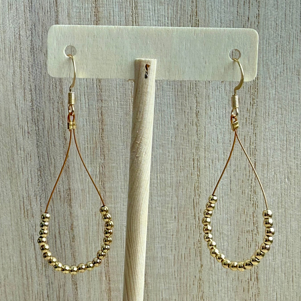 Gold Beaded Loop Earrings
