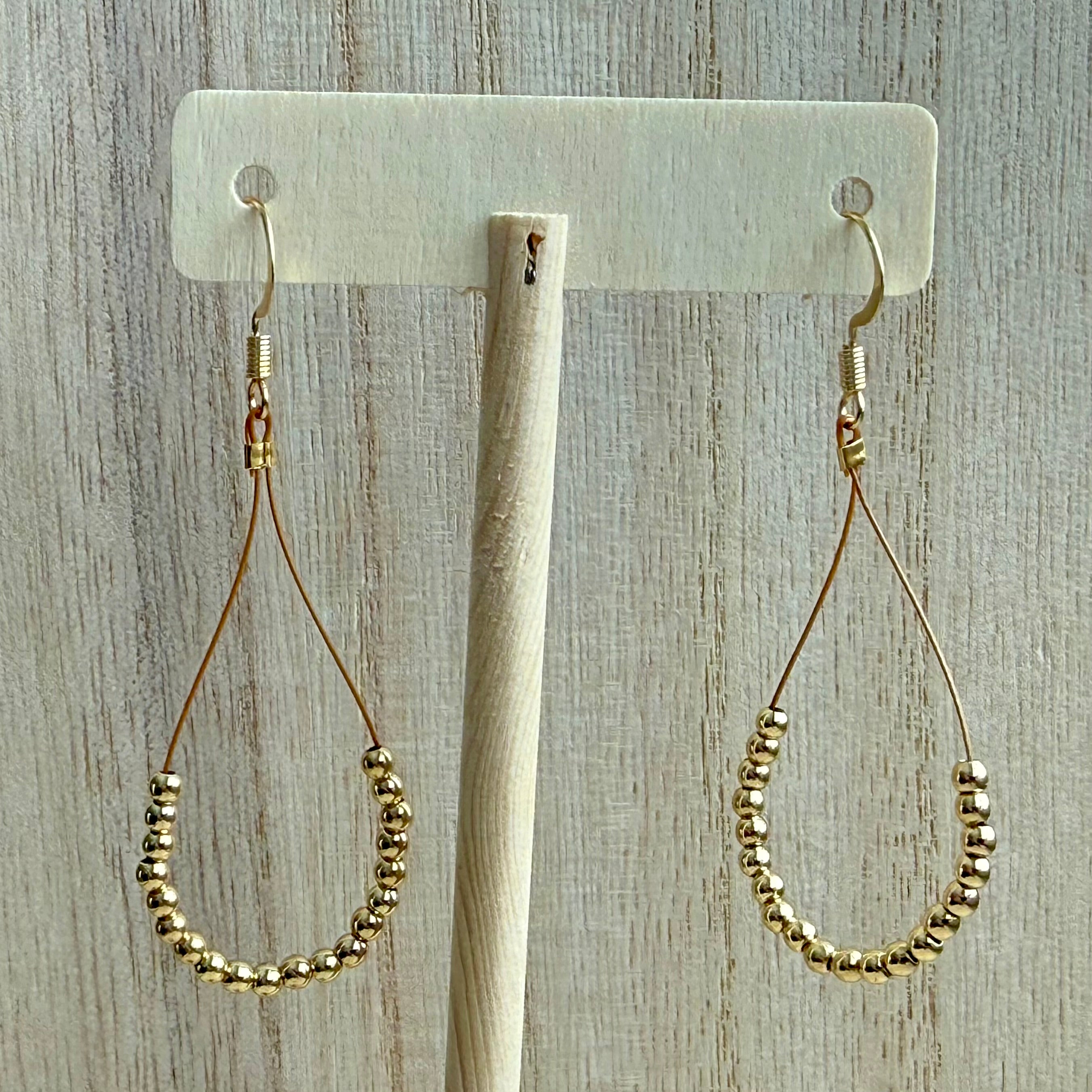 Gold Beaded Loop Earrings