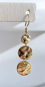 Gold 3 Disc Earrings