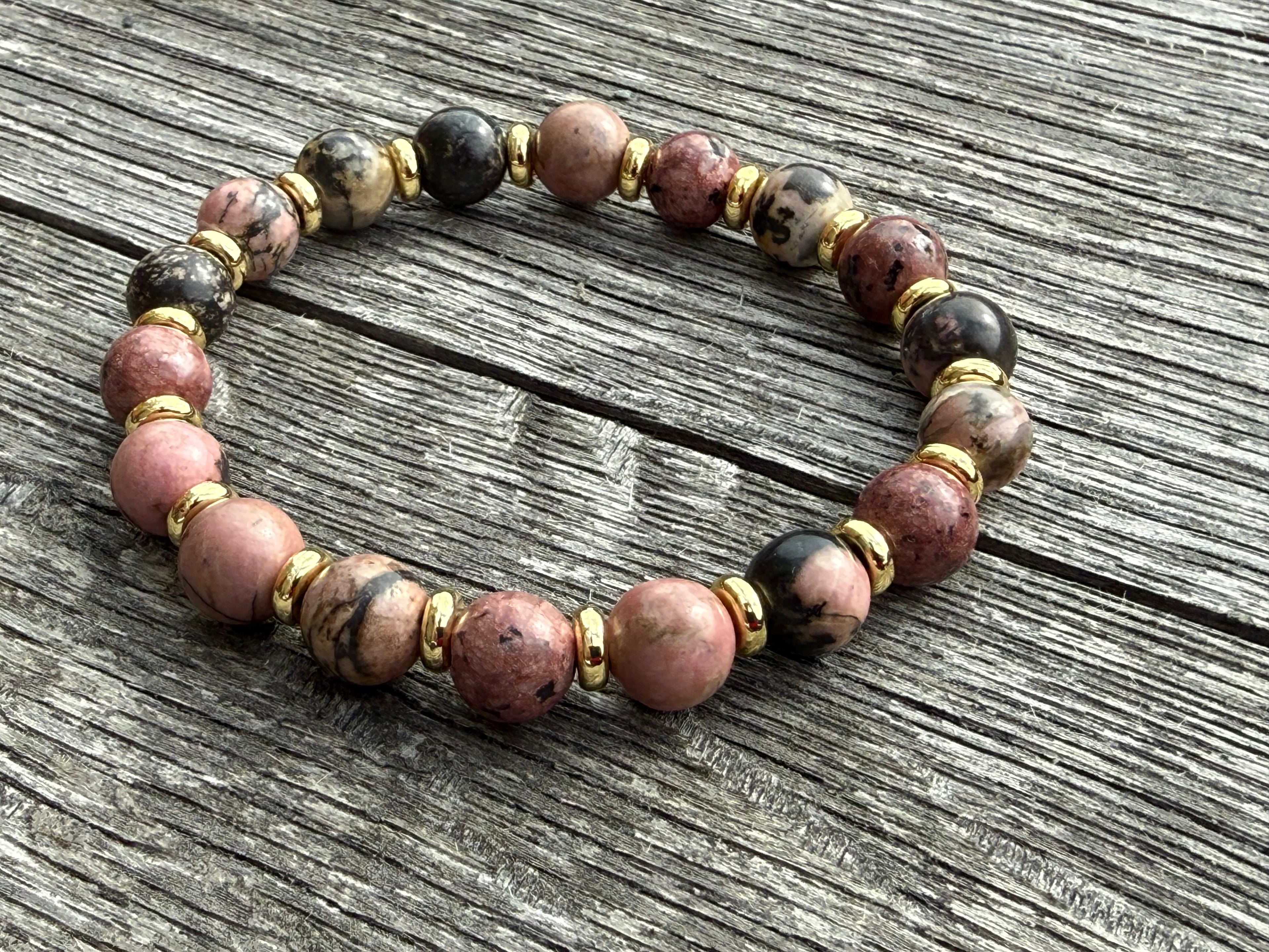 Beaded Bracelet- Rhodonite