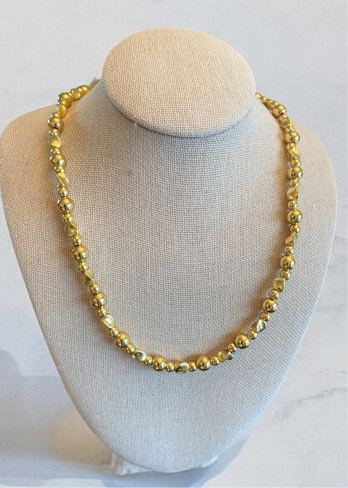 18” 14K Gold Plated Twist Bead Necklace