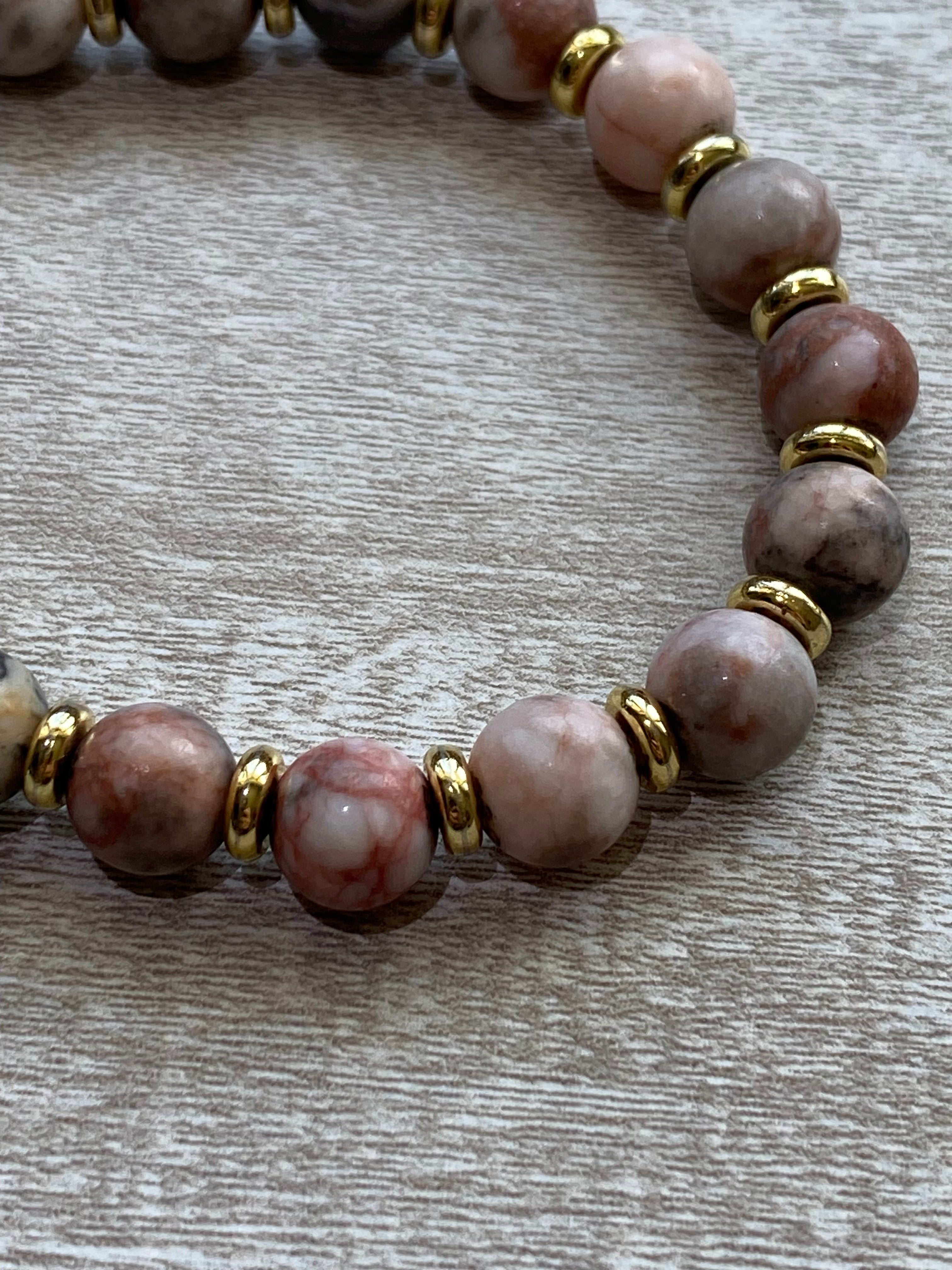 Beaded Bracelet- Pink Jasper