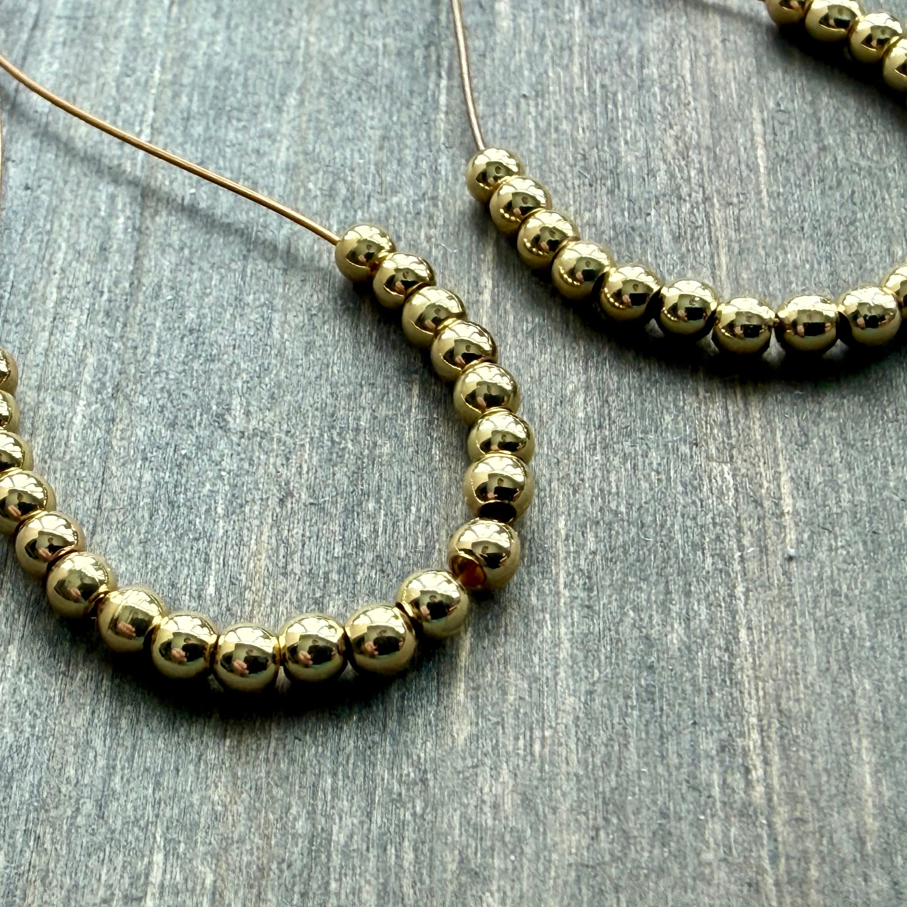 Gold Beaded Loop Earrings