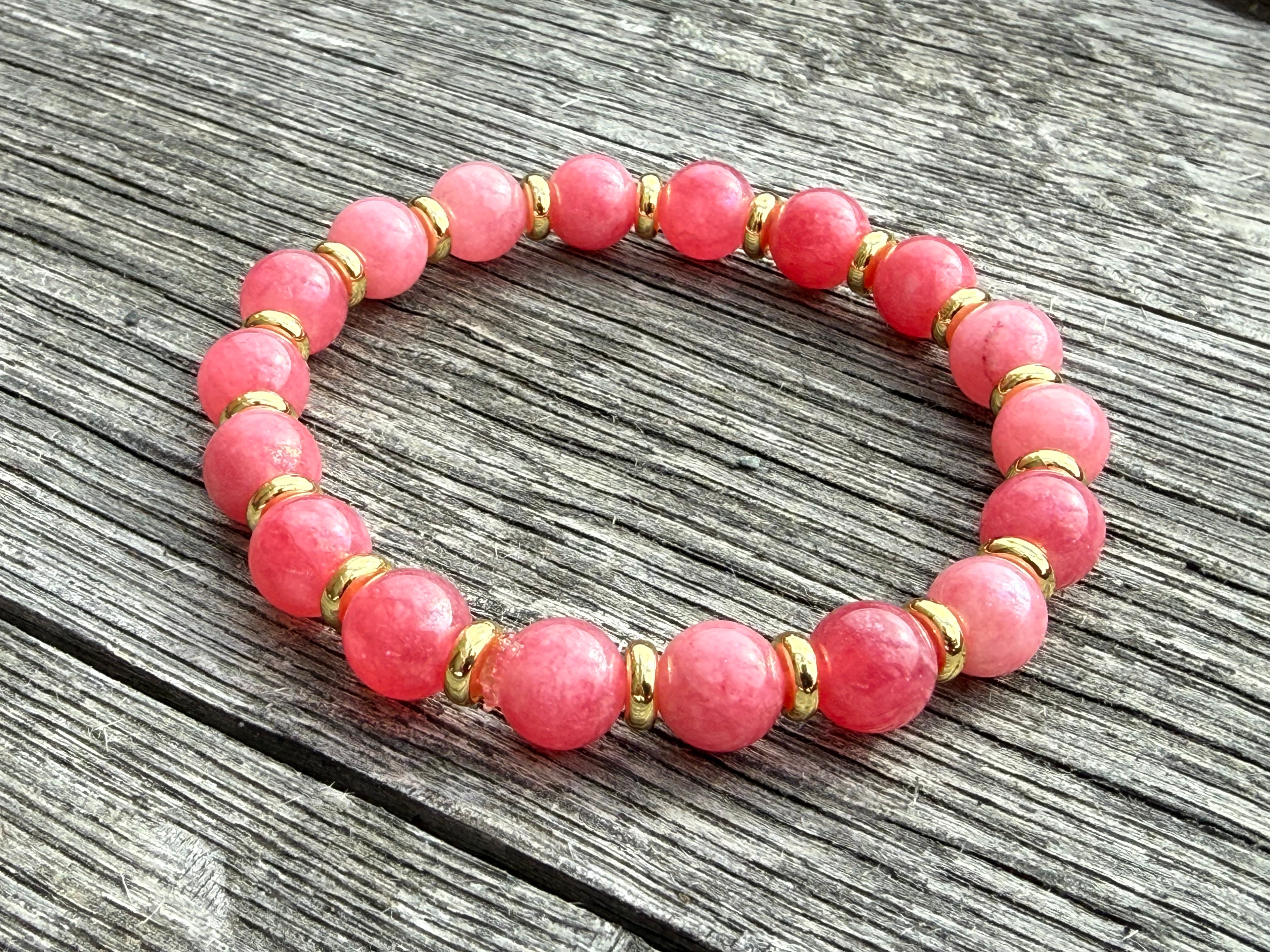 Beaded Bracelet- Strawberry Quartz