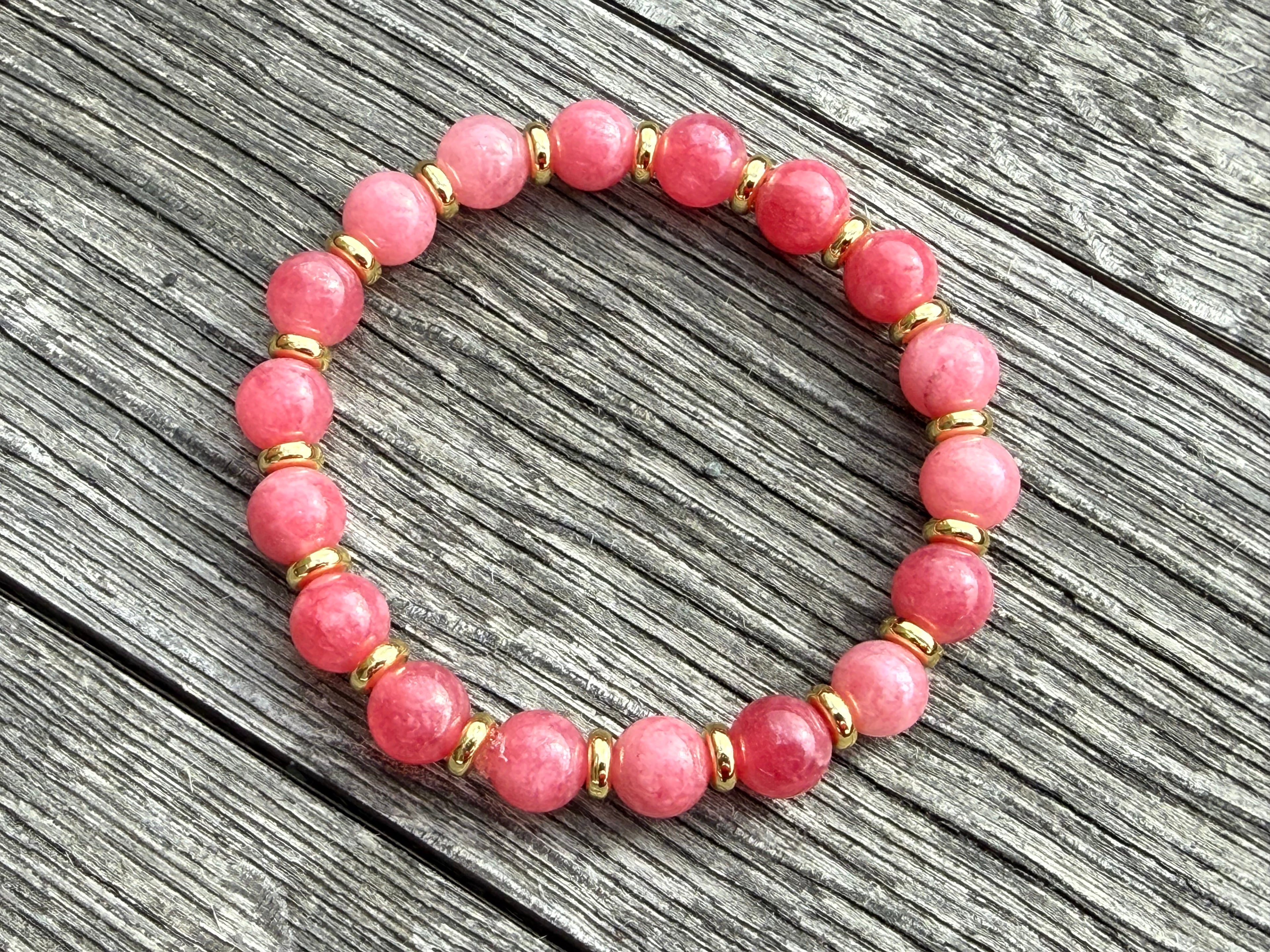 Beaded Bracelet- Strawberry Quartz