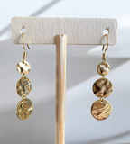 Gold 3 Disc Earrings