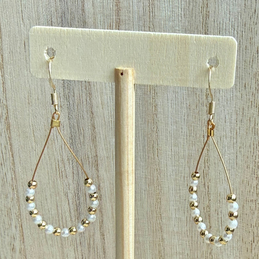 Gold and Pearl Beaded Earrings