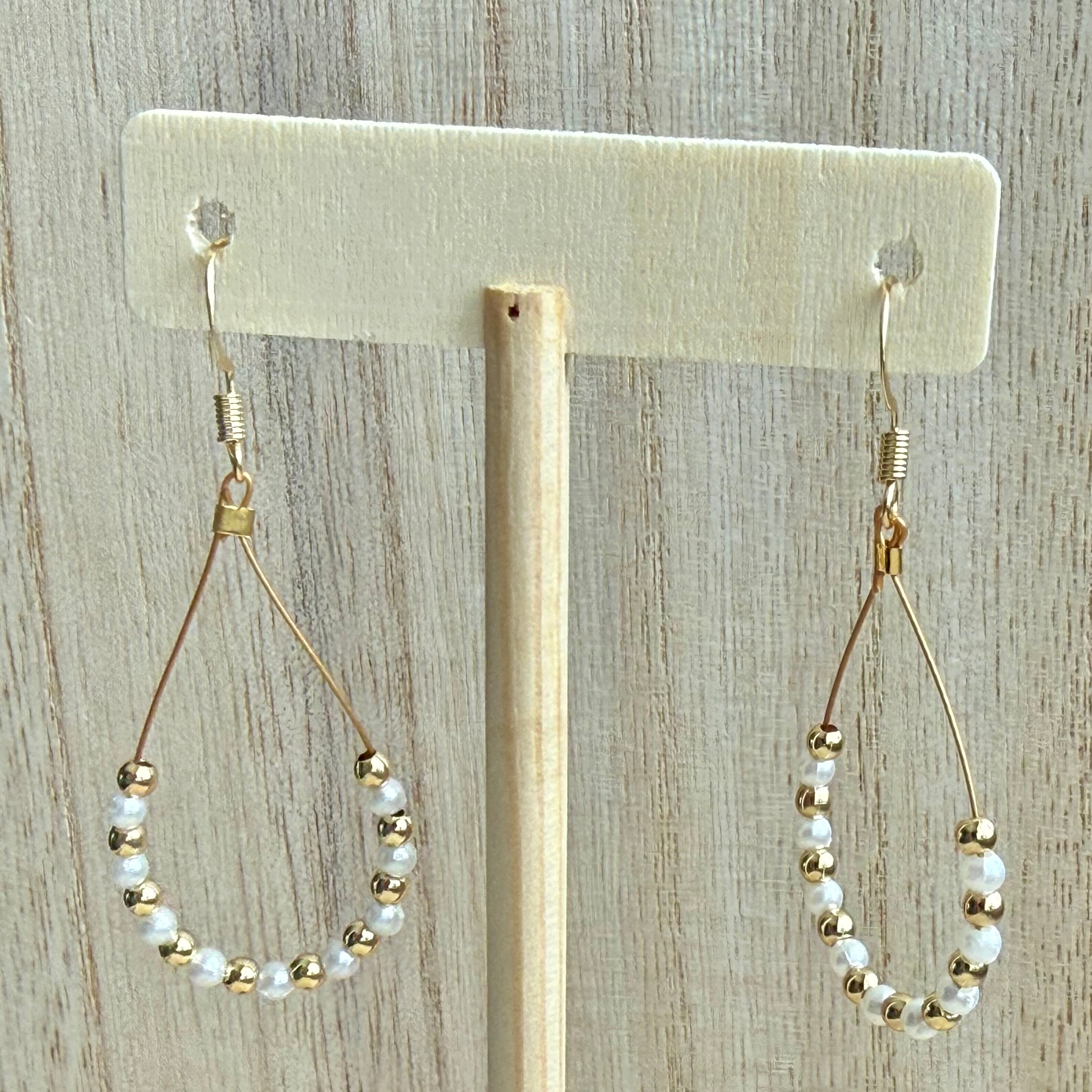 Gold and Pearl Beaded Earrings
