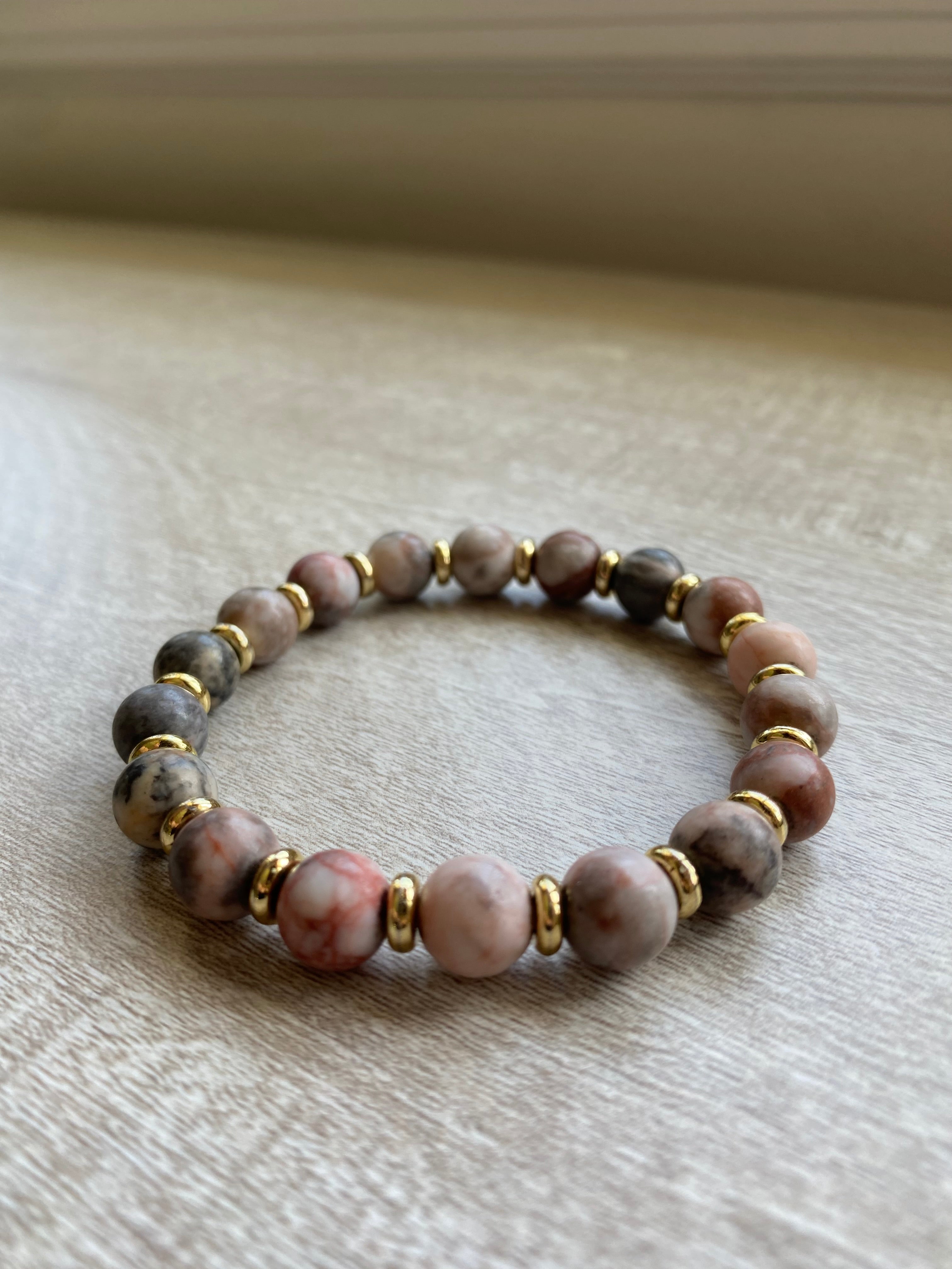 Beaded Bracelet- Pink Jasper