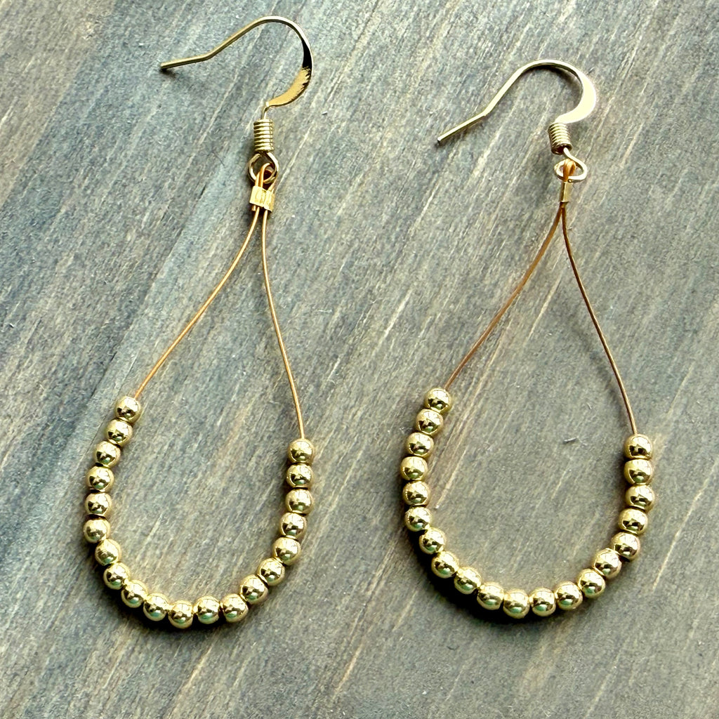 Gold Beaded Loop Earrings