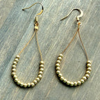 Gold Beaded Loop Earrings