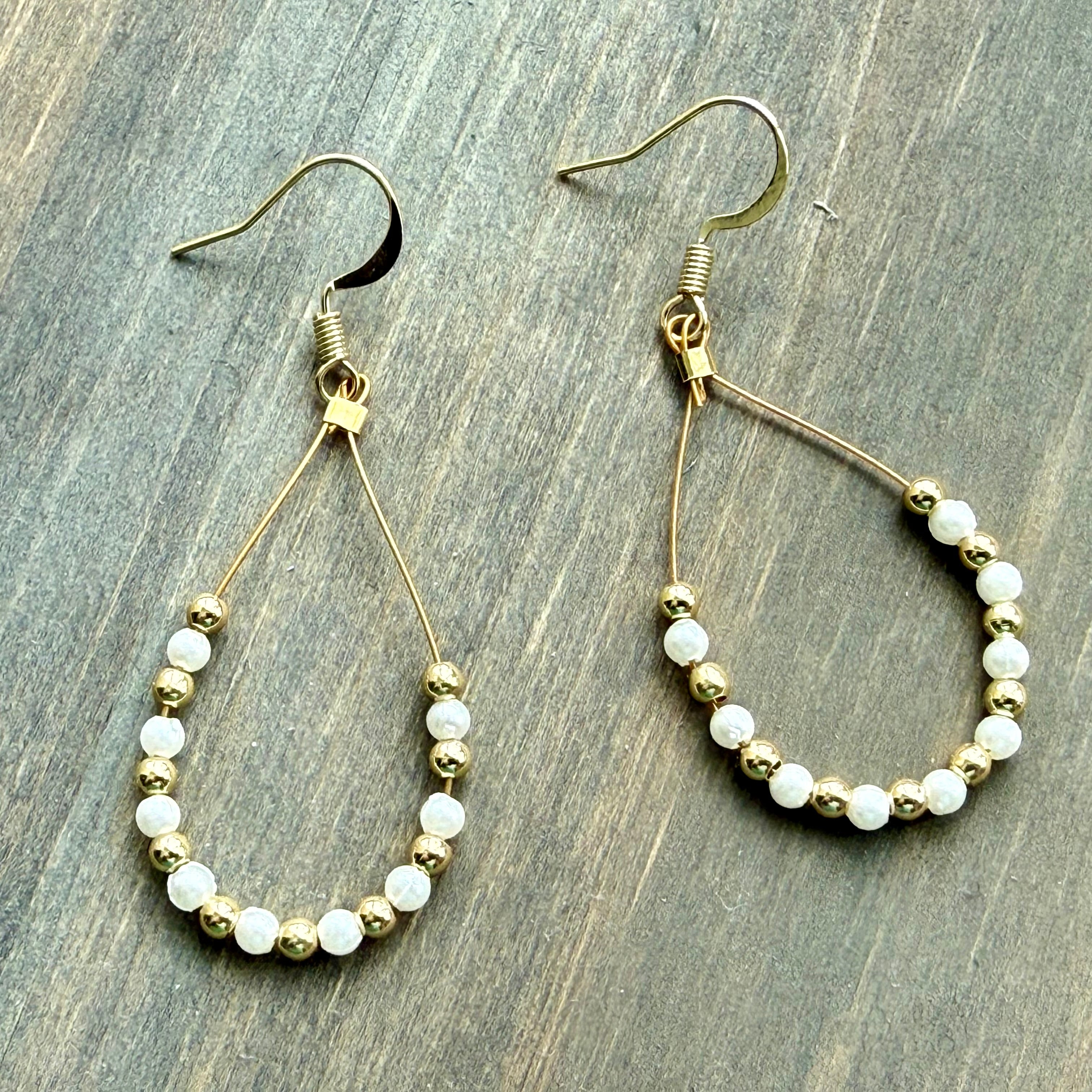 Gold and Pearl Beaded Earrings