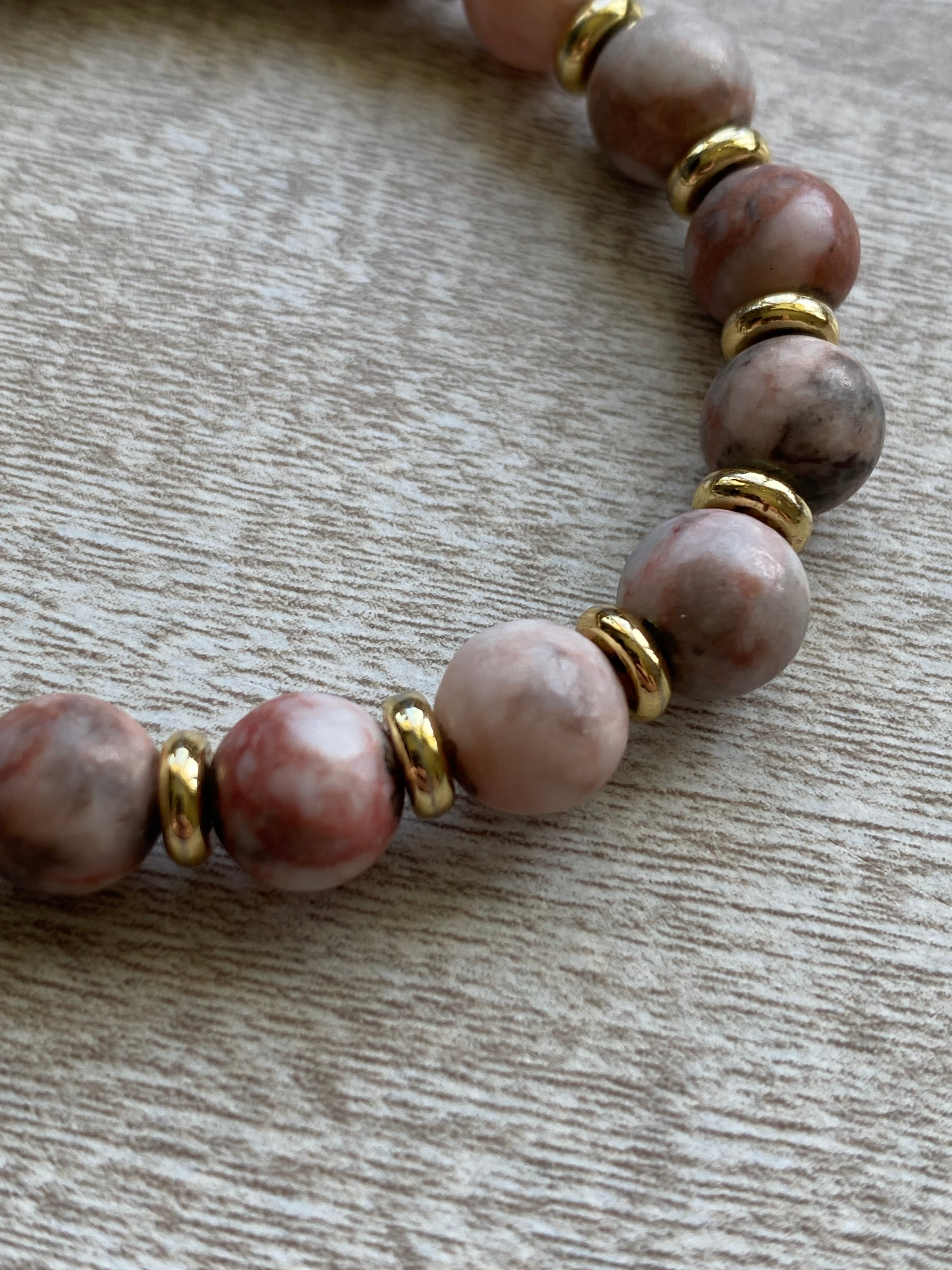 Beaded Bracelet- Pink Jasper