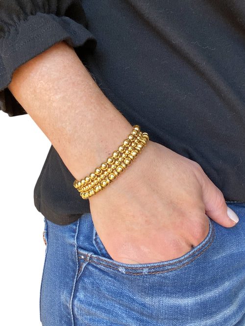 3 Piece Beaded Bracelet Set, 14k Gold Plated.