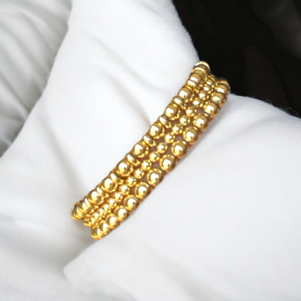 3 Piece Beaded Bracelet Set, 14k Gold Plated.