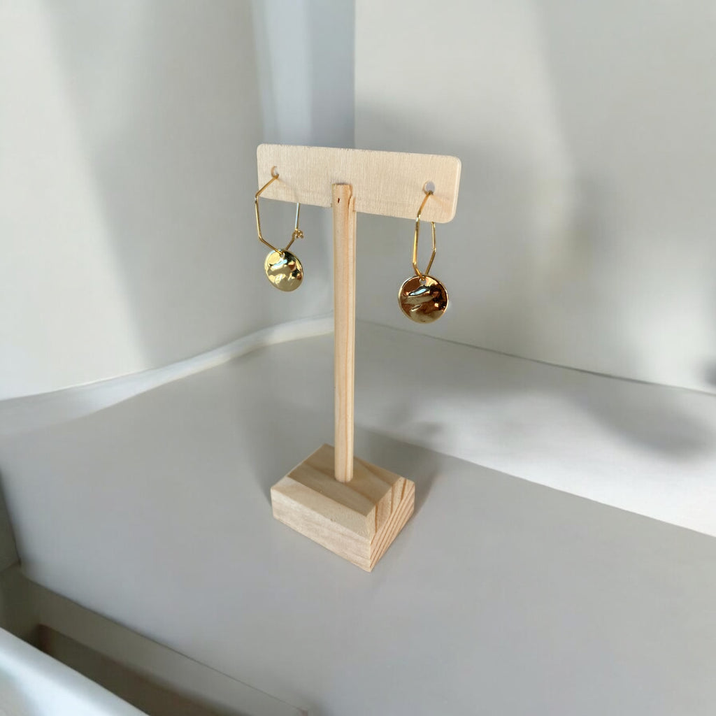 Gold Hexagon Disc Earrings