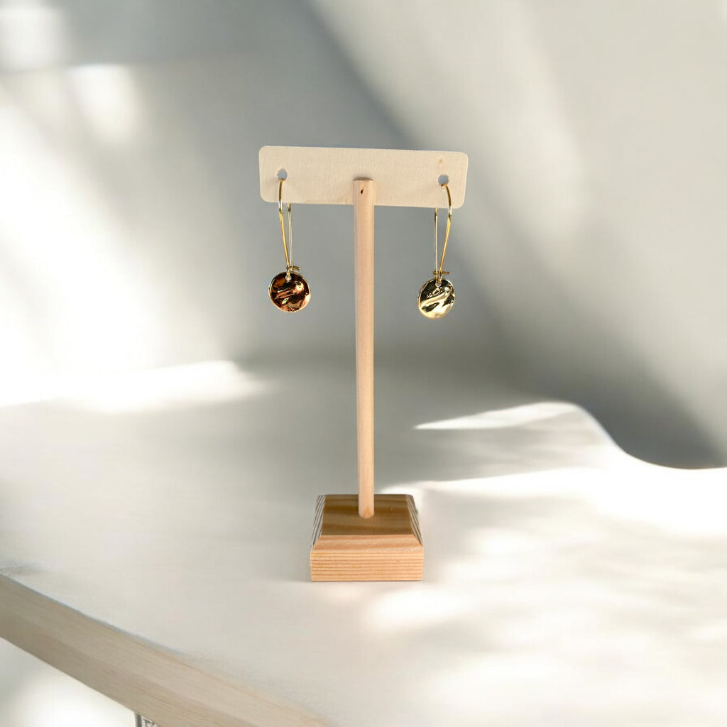 Gold Drop Disc Earrings
