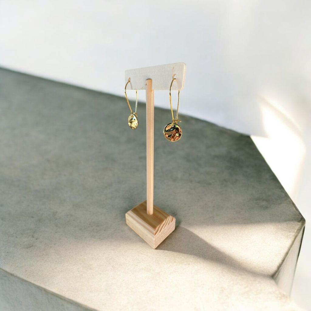 Gold Drop Disc Earrings