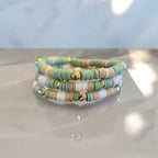 3 Piece Set Sage Beaded Bracelets