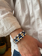 3 Piece Set Navy Beaded Bracelets