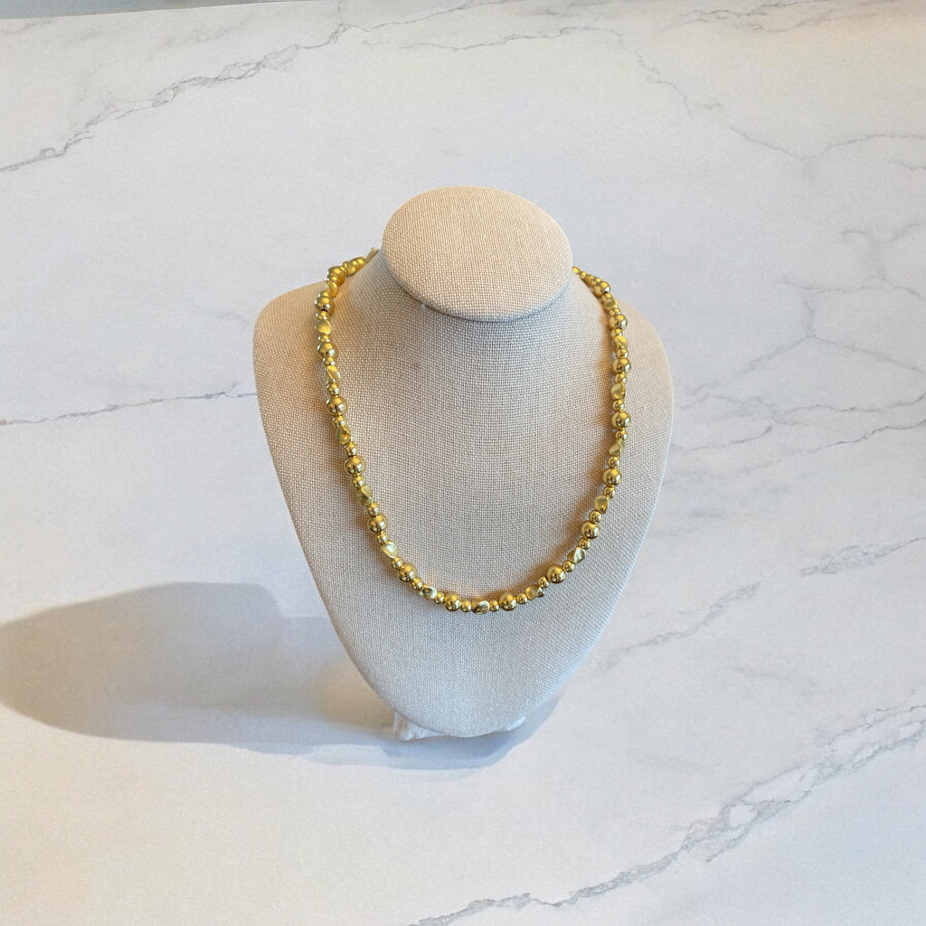 18” 14K Gold Plated Twist Bead Necklace