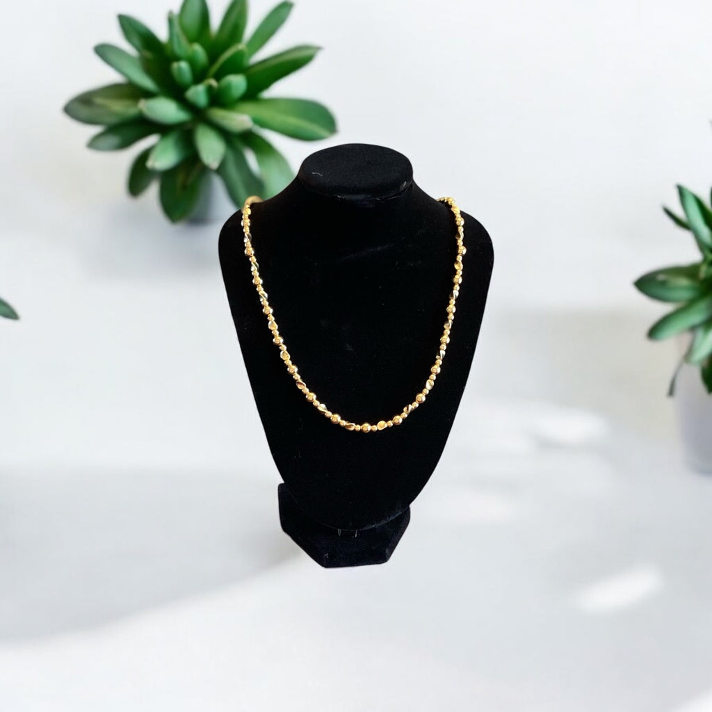 18” 14K Gold Plated Twist Bead Necklace