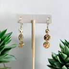 Gold 3 Disc Earrings